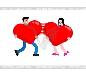 Merging of love man and woman. Uniting hearts. for - vector clipart / vector image