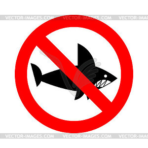 Stop Shark! Red prohibition sign. Ban Sharks - vector image