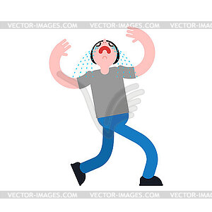 Man crying and sad. guy in hysterics. concept - vector clipart