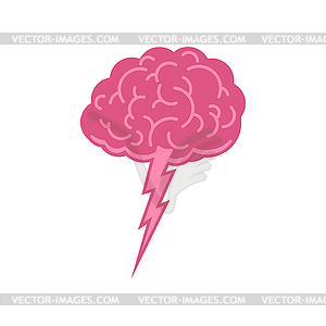 Brainstorm symbol. Brains and lightning icon - vector clipart