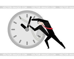 Businessman Stop time concept. Deadline - vector clip art