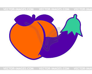 Eggplant and peach are symbols of sex - vector clip art