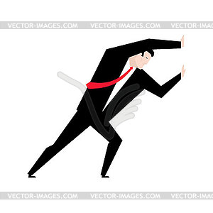 Businessman pushing . Business s for magaz - color vector clipart