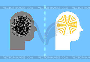 Mental health psychotherapy. Confused thoughts and - vector image