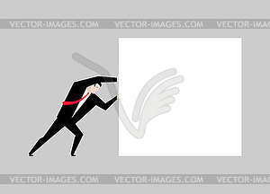 Businessman pulling space for text. Man pulls - vector image