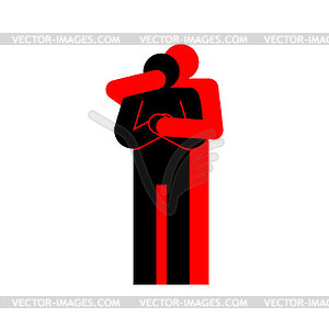 Capturing victim. Violence sign. Maniac Holds victi - vector clip art