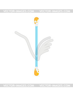 Ear stick dirty . Ear cleaning stick with earwax - vector clip art