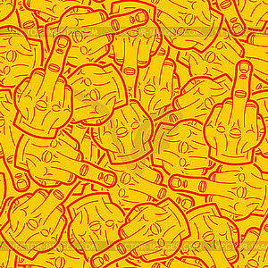 Fuck pattern seamless. Middle finger gesture - vector clipart