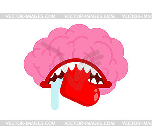 Brain eats Heart. Concept: cold calculation - vector image