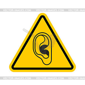 Attention eavesdrop. Pay Caution! to listen. - vector clip art