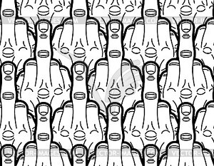 Fuck pattern seamless. Middle finger gesture - vector clipart