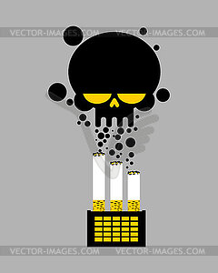 Cigarette factory. Tobacco production. Pollution - vector clipart