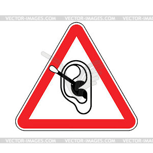 Attention your ear with an ear stick. Pay Caution! - vector image