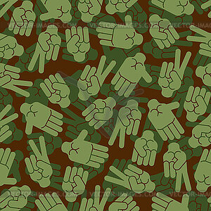 Rock, paper, scissors Military pattern seamless. - vector clipart / vector image