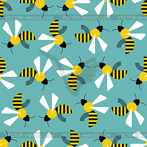 Bee pattern seamless. insect honeybee background. - vector clipart