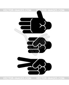 Rock, paper, scissors sign set. Hand fist game sign - vector clip art