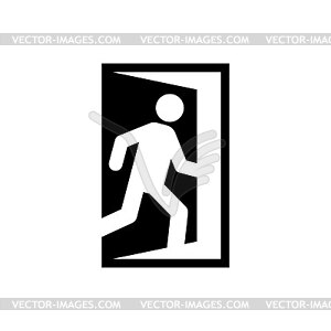 Exit sign evacuation icon. Man exiting door - vector image