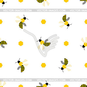 Bee pattern seamless. insect honeybee background. - vector clip art