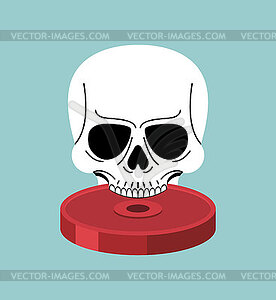 Skull lifting dumbbells in bold black and white - royalty-free vector clipart