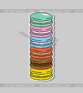 Macarons stack . Multicolored dessert - vector image