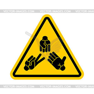 Attention fist game: rock, paper scissors. Caution - vector clipart / vector image