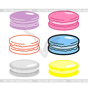 Colorful selection of macarons arranged in grid on - vector clipart