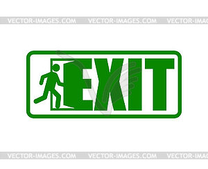 Exit sign evacuation icon. Man exiting door - vector clipart