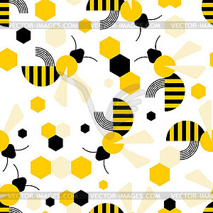 Bee pattern seamless. insect honeybee background. - vector clip art