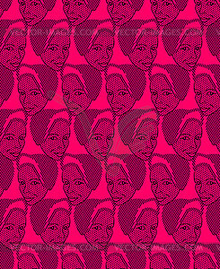 Beautiful face girl pop art pattern seamless. Prett - vector clipart