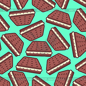 Cookies with filling pattern seamless. Chocolate - vector image