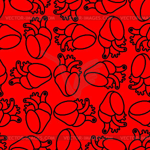 Anatomical heart pattern seamless. heart background - color vector clipart