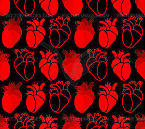 Anatomical heart pattern seamless. heart background - vector clipart