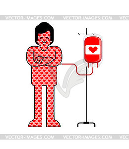 Transfusion of love. Falling in love with blood - vector clip art