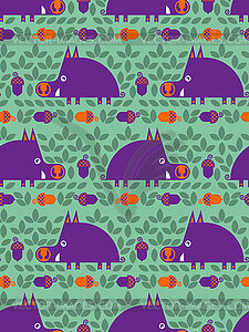 Boar pattern seamless. Cute hog and offspring - vector clipart
