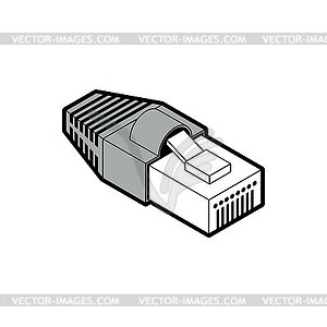 RJ45 connector . Connector for internet cable. Patc - vector clipart