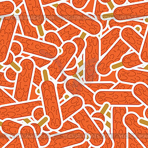 Corn dog pattern seamless. Korean street fast food - vector clipart