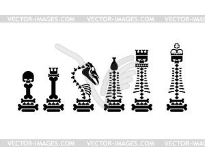 Chess Pawn Skeleton set. Deadly chess pieces bones - vector clipart