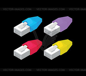 RJ45 connector set. Connector for internet cable. - vector clipart