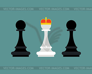 Chess pawn in crown. Concept of greatness and an - vector image