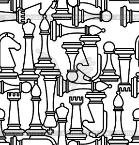 Chess pattern seamless. Chess pieces background. - vector image