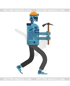 Robot Miner. Concept of Artificial Intelligence - vector clipart