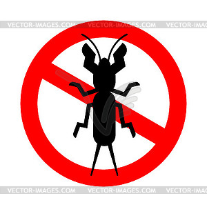 Stop mole cricket. Ban Pest of agricultural crops. - vector image