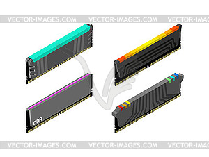 RAM memory card set. Random access memory . Compute - vector clipart