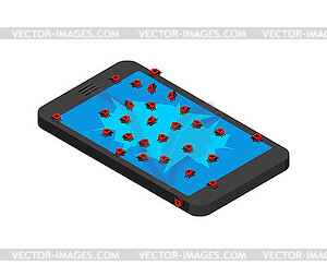 Virus of smartphone. Concept of telephone - vector clip art