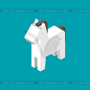 White horse toy . HORSE isometry - vector image