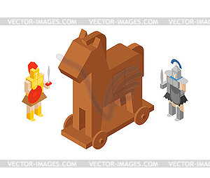 Trojan Horse. Trojan War. Wars of Ancient Greece. - color vector clipart