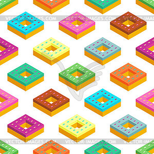 Donut isometric pattern seamless. Sweetness Fast - vector clipart / vector image