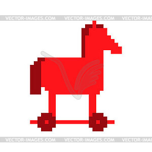 Trojan horse virus Red pixel art . 8 bit illustra - vector clip art