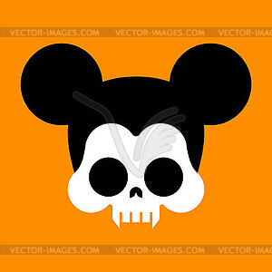 Mouse Skull . Rat Skeleton Head with Ears - vector clipart