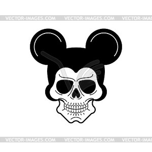 Mouse Skull . Rat Skeleton Head with Ears - vector clip art